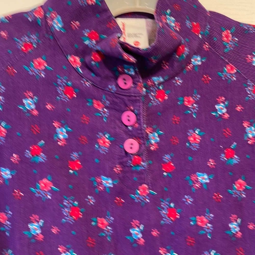 Vintage Hanna Anderson floral corduroy prairie dress. No size, measures size 14